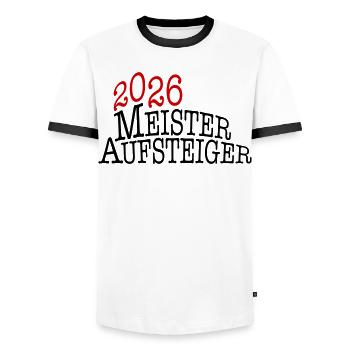 Champion and promoted team 2026 - Men's Ringer Shirt - white/black - Front - AI Model Female 172 light (172cm) & AI Model Male 178 dark (178cm)