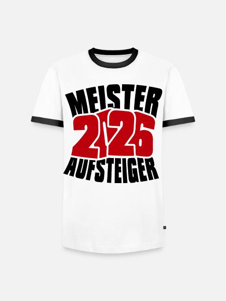 Meister und Aufsteiger 2026  - Männer Kontrast-T-Shirt - Weiß/Schwarz