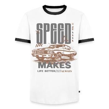 T-shirt vintage rétro car - T-shirt contrasté Homme - blanc/noir - Devant - AI Model Female 172 light (172cm) & AI Model Male 178 dark (178cm)