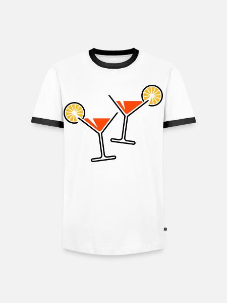 2 Cocktailgläser / Cocktail / Martini + (Orange) - Männer Kontrast-T-Shirt - Weiß/Schwarz