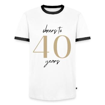 40 Geburtstag cheers to 40 years 1986  - Männer Kontrast-T-Shirt - Weiß/Schwarz - Vorne - AI Model Female 172 light (172cm) & AI Model Male 178 dark (178cm)