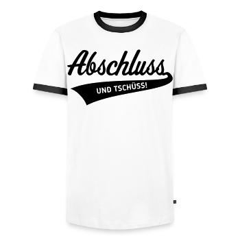Conclusion – et au revoir ! (Remise des diplômes / Noir) - T-shirt contrasté Homme - blanc/noir - Devant - AI Model Female 172 light (172cm) & AI Model Male 178 dark (178cm)