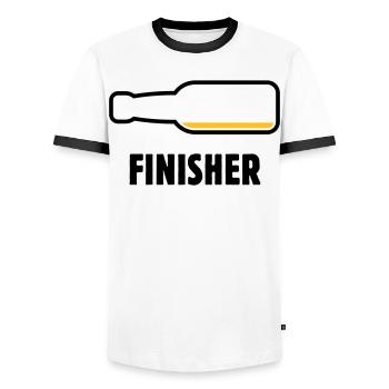 Finisher (beer / beer / beer drinker / POS 2C) - Men's Ringer Shirt - white/black - Front - AI Model Female 172 light (172cm) & AI Model Male 178 dark (178cm)