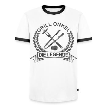 Grill Onkel Shirt – BBQ Geschenkidee für Onkel - Männer Kontrast-T-Shirt - Weiß/Schwarz - Vorne - AI Model Female 172 light (172cm) & AI Model Male 178 dark (178cm)