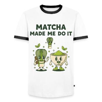 Matcha Made Me Do It Green Tea Matcha Latte Lover - Men's Ringer Shirt - white/black - Front - AI Model Female 172 light (172cm) & AI Model Male 178 dark (178cm)