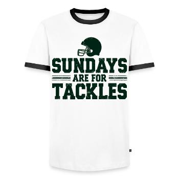 Sundays are for Tackles Football Fan Sport - Men's Ringer Shirt - white/black - Front - AI Model Female 172 light (172cm) & AI Model Male 178 dark (178cm)