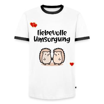 Thank you Care Care - Men's Ringer Shirt - white/black - Front - AI Model Female 172 light (172cm) & AI Model Male 178 dark (178cm)