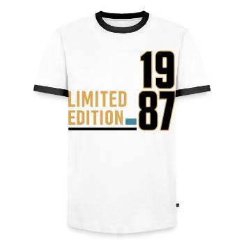 41st Birthday Vintage 1985 Limited - Men's Ringer Shirt - white/black - Front - AI Model Female 172 light (172cm) & AI Model Male 178 dark (178cm)