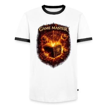 Game Master Fantasy RPG D20 Shirt - Männer Kontrast-T-Shirt - Weiß/Schwarz - Vorne - AI Model Female 172 light (172cm) & AI Model Male 178 dark (178cm)