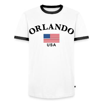 Orlando, USA - Männer Kontrast-T-Shirt - Weiß/Schwarz - Vorne - AI Model Female 172 light (172cm) & AI Model Male 178 dark (178cm)