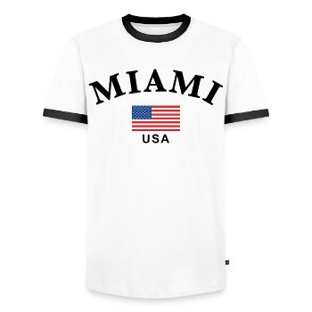 Miami, USA - Männer Kontrast-T-Shirt - Weiß/Schwarz - Vorne - AI Model Female 172 light (172cm) & AI Model Male 178 dark (178cm)