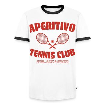 Aperitivo Tennis Club Logo - Männer Kontrast-T-Shirt - Weiß/Schwarz - Vorne - AI Model Female 172 light (172cm) & AI Model Male 178 dark (178cm)