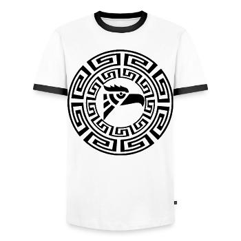 Emblème de l'aigle noir - T-shirt contrasté Homme - blanc/noir - Devant - AI Model Female 172 light (172cm) & AI Model Male 178 dark (178cm)