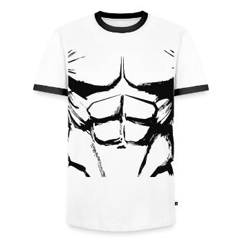 Anatomic Muscle Sketch - Cel Shaded Body Art - Men's Ringer Shirt - white/black - Front - AI Model Female 172 light (172cm) & AI Model Male 178 dark (178cm)