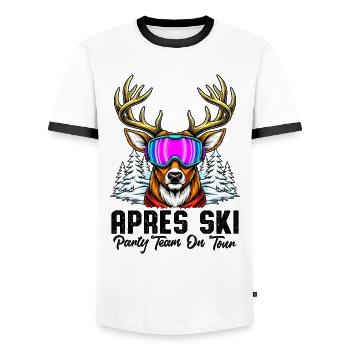 Apres Ski Party Team On Tour - Men's Ringer Shirt - white/black - Front - AI Model Female 172 light (172cm) & AI Model Male 178 dark (178cm)