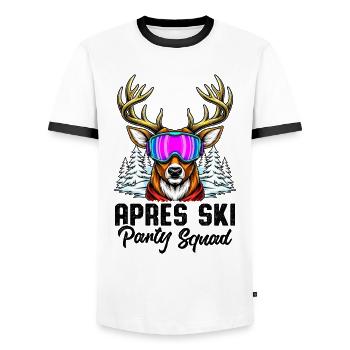 Apres Ski Party Squad - Men's Ringer Shirt - white/black - Front - AI Model Female 172 light (172cm) & AI Model Male 178 dark (178cm)