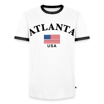 Atlanta, USA - Männer Kontrast-T-Shirt - Weiß/Schwarz - Vorne - AI Model Female 172 light (172cm) & AI Model Male 178 dark (178cm)