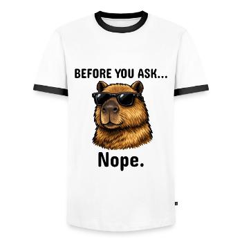 Capybara NON Pas aujourd’hui T-shirt rétro - T-shirt contrasté Homme - blanc/noir - Devant - AI Model Female 172 light (172cm) & AI Model Male 178 dark (178cm)