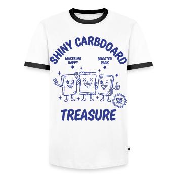 Pack d’extension en carton brillant Trésor qui rend heureux - T-shirt contrasté Homme - blanc/noir - Devant - AI Model Female 172 light (172cm) & AI Model Male 178 dark (178cm)