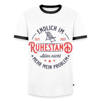 Retirement Age 2027 Recliner Vintage Retirement - Men's Ringer Shirt - white/black - Front - AI Model Female 172 light (172cm) & AI Model Male 178 dark (178cm)