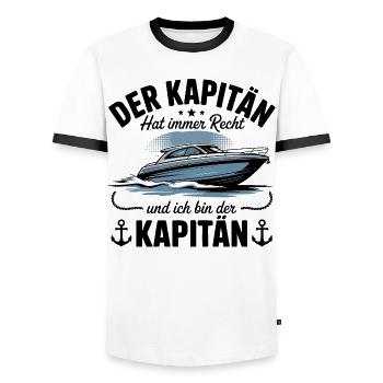 Kapitän Boot Bootsführerschein - Männer Kontrast-T-Shirt - Weiß/Schwarz - Vorne - AI Model Female 172 light (172cm) & AI Model Male 178 dark (178cm)