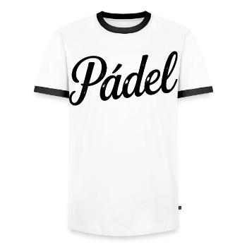 Padel amusant Je ne peux pas j'ai Padel Padelist - T-shirt contrasté Homme - blanc/noir - Devant - AI Model Female 172 light (172cm) & AI Model Male 178 dark (178cm)