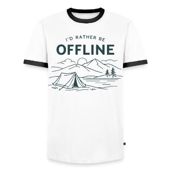 Je préfère être hors ligne | Camping en plein air - T-shirt contrasté Homme - blanc/noir - Devant - AI Model Female 172 light (172cm) & AI Model Male 178 dark (178cm)