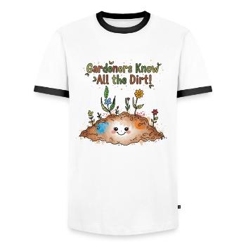 Les jardiniers connaissent tout le monde ! Pour fond blanc. - T-shirt contrasté Homme - blanc/noir - Devant - AI Model Female 172 light (172cm) & AI Model Male 178 dark (178cm)