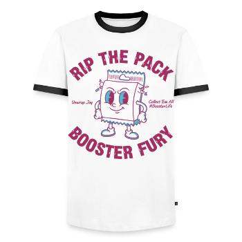 Rip The Pack Booster Fury Unwrap Joy BoosterLife - Men's Ringer Shirt - white/black - Front - AI Model Female 172 light (172cm) & AI Model Male 178 dark (178cm)