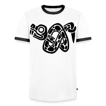 Noeud de serpent noir - T-shirt contrasté Homme - blanc/noir - Devant - AI Model Female 172 light (172cm) & AI Model Male 178 dark (178cm)