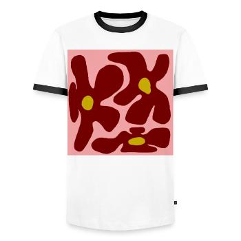 Red Flowers Organic Design -V2 - Men's Ringer Shirt - white/black - Front - AI Model Female 172 light (172cm) & AI Model Male 178 dark (178cm)