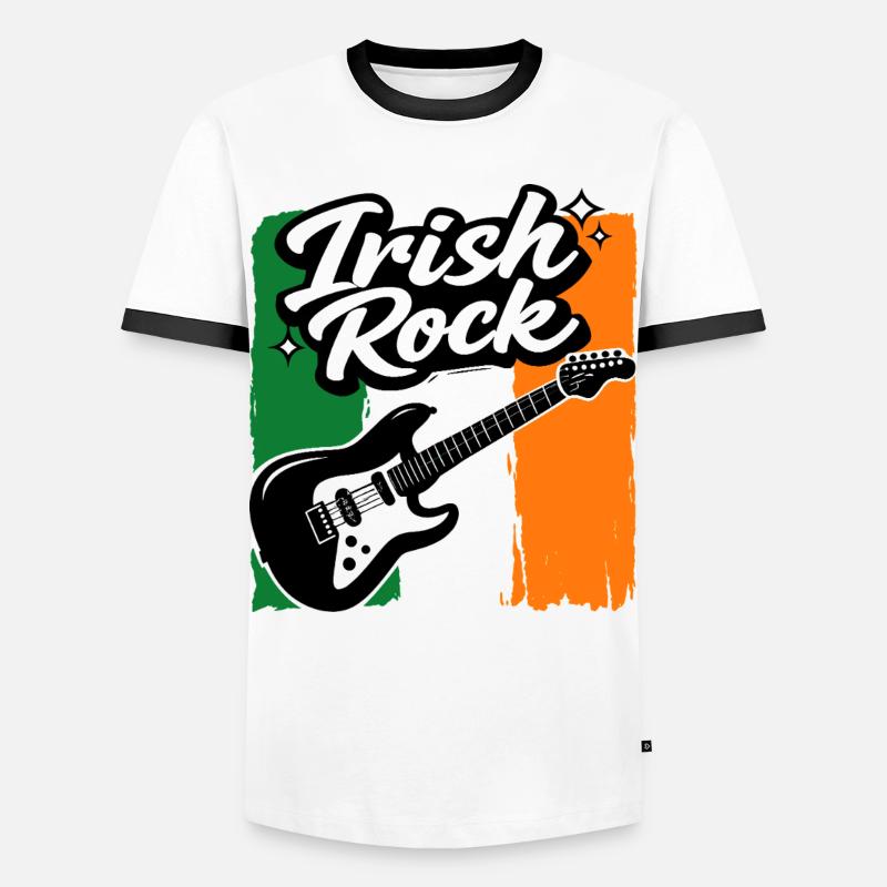 E-Gitarre St Patrick Flagge Rock Geschenk - Männer Kontrast-T-Shirt - Weiß/Schwarz
