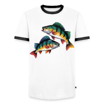 Zwei Barsche - Männer Kontrast-T-Shirt - Weiß/Schwarz - Vorne - AI Model Female 172 light (172cm) & AI Model Male 178 dark (178cm)