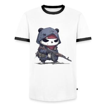 Panda Gang - Men's Ringer Shirt - white/black - Front - AI Model Female 172 light (172cm) & AI Model Male 178 dark (178cm)