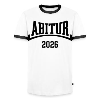 Abitur 2026 (Abiturient / Abi 26 / Konkav / B) - Männer Kontrast-T-Shirt - Weiß/Schwarz - Vorne - AI Model Female 172 light (172cm) & AI Model Male 178 dark (178cm)