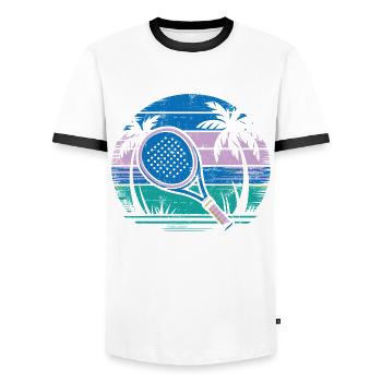 Pádel Vintage - T-shirt contrasté Homme - blanc/noir - Devant - AI Model Female 172 light (172cm) & AI Model Male 178 dark (178cm)