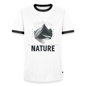Mountain Landscape Shield Nature - Men's Ringer Shirt - white/black - Front - AI Model Female 172 light (172cm) & AI Model Male 178 dark (178cm)