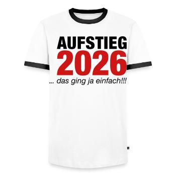Aufsteiger 2026 Aufstieg - Männer Kontrast-T-Shirt - Weiß/Schwarz - Vorne - AI Model Female 172 light (172cm) & AI Model Male 178 dark (178cm)