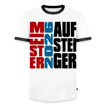 Champion and promoted team 2026 - Men's Ringer Shirt - white/black - Front - AI Model Female 172 light (172cm) & AI Model Male 178 dark (178cm)