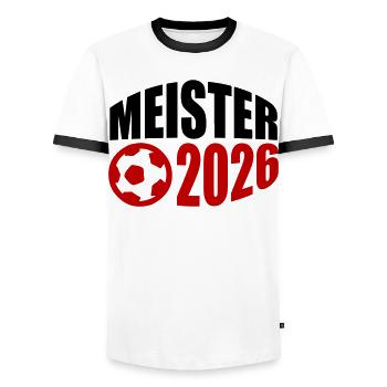 Champion 2026 Championship - Men's Ringer Shirt - white/black - Front - AI Model Female 172 light (172cm) & AI Model Male 178 dark (178cm)