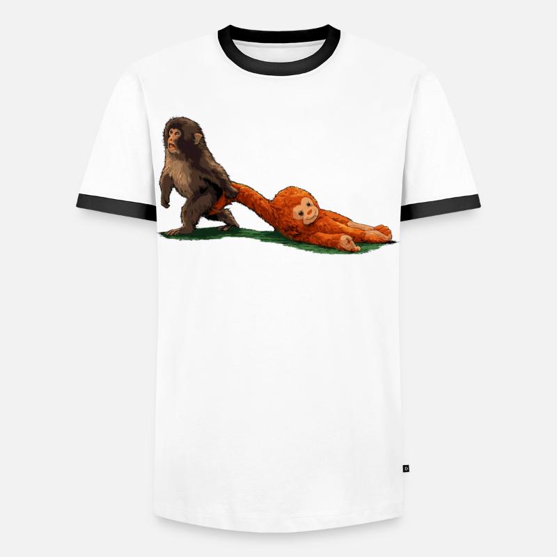 punch the monkey - Männer Kontrast-T-Shirt - Weiß/Schwarz