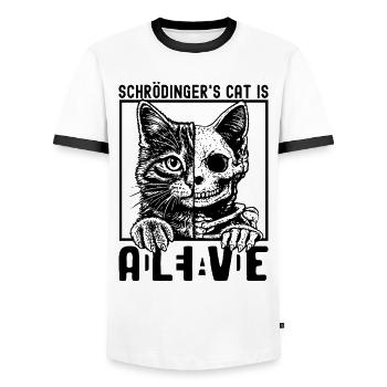 Schrödinger's Cat Dead And Alive - Men's Ringer Shirt - white/black - Front - AI Model Female 172 light (172cm) & AI Model Male 178 dark (178cm)