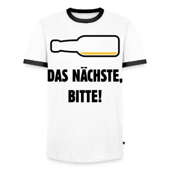 La prochaine chose, s’il vous plaît ! (Bière / Bière / Pourrie 2C) - T-shirt contrasté Homme - blanc/noir - Devant - AI Model Female 172 light (172cm) & AI Model Male 178 dark (178cm)