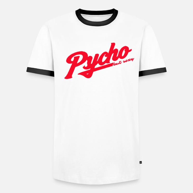 Psycho Retro Script Logo - Men's Ringer Shirt - white/black