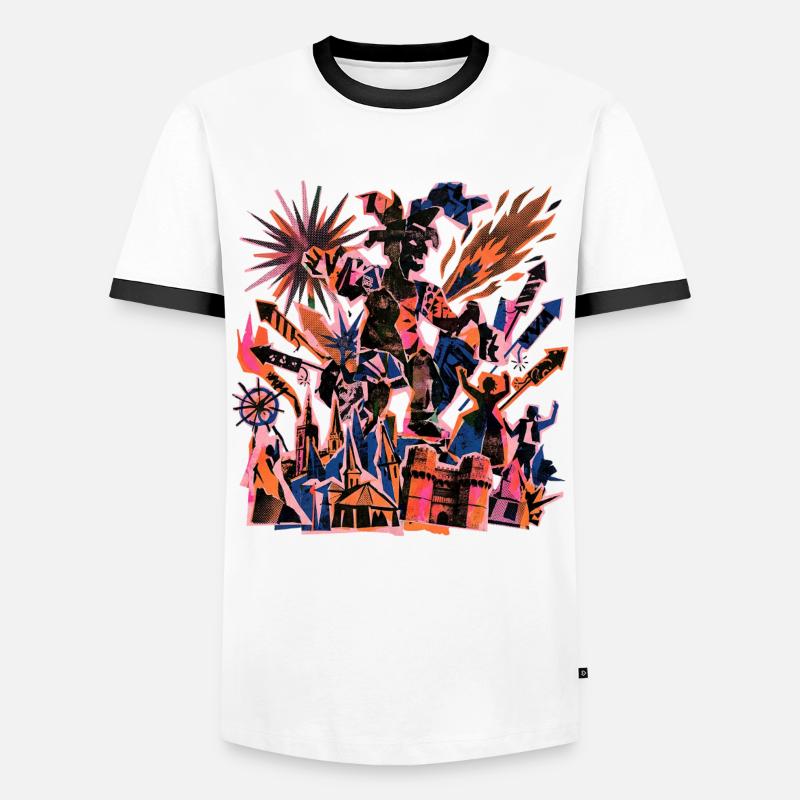 Fallas De Valencia Risographie - Männer Kontrast-T-Shirt - Weiß/Schwarz