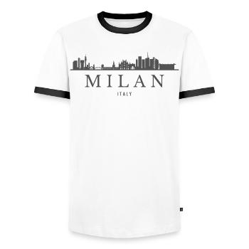 Milan Italy, Milan skyline - Men's Ringer Shirt - white/black - Front - AI Model Female 172 light (172cm) & AI Model Male 178 dark (178cm)