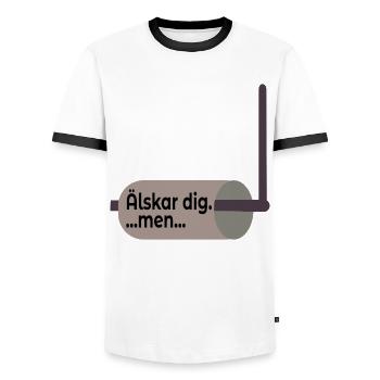 Toilet Paper Holder Relation - Men's Ringer Shirt - white/black - Front - AI Model Female 172 light (172cm) & AI Model Male 178 dark (178cm)