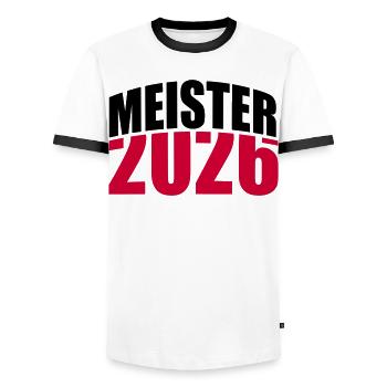 Champion 2026 Championship - Men's Ringer Shirt - white/black - Front - AI Model Female 172 light (172cm) & AI Model Male 178 dark (178cm)