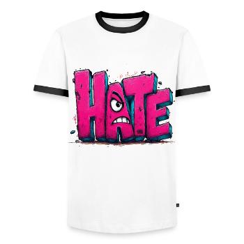 Détester le graffiti - T-shirt contrasté Homme - blanc/noir - Devant - AI Model Female 172 light (172cm) & AI Model Male 178 dark (178cm)