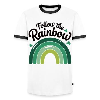 Suivez le t-shirt arc-en-ciel de la Saint-Patrick - T-shirt contrasté Homme - blanc/noir - Devant - AI Model Female 172 light (172cm) & AI Model Male 178 dark (178cm)
